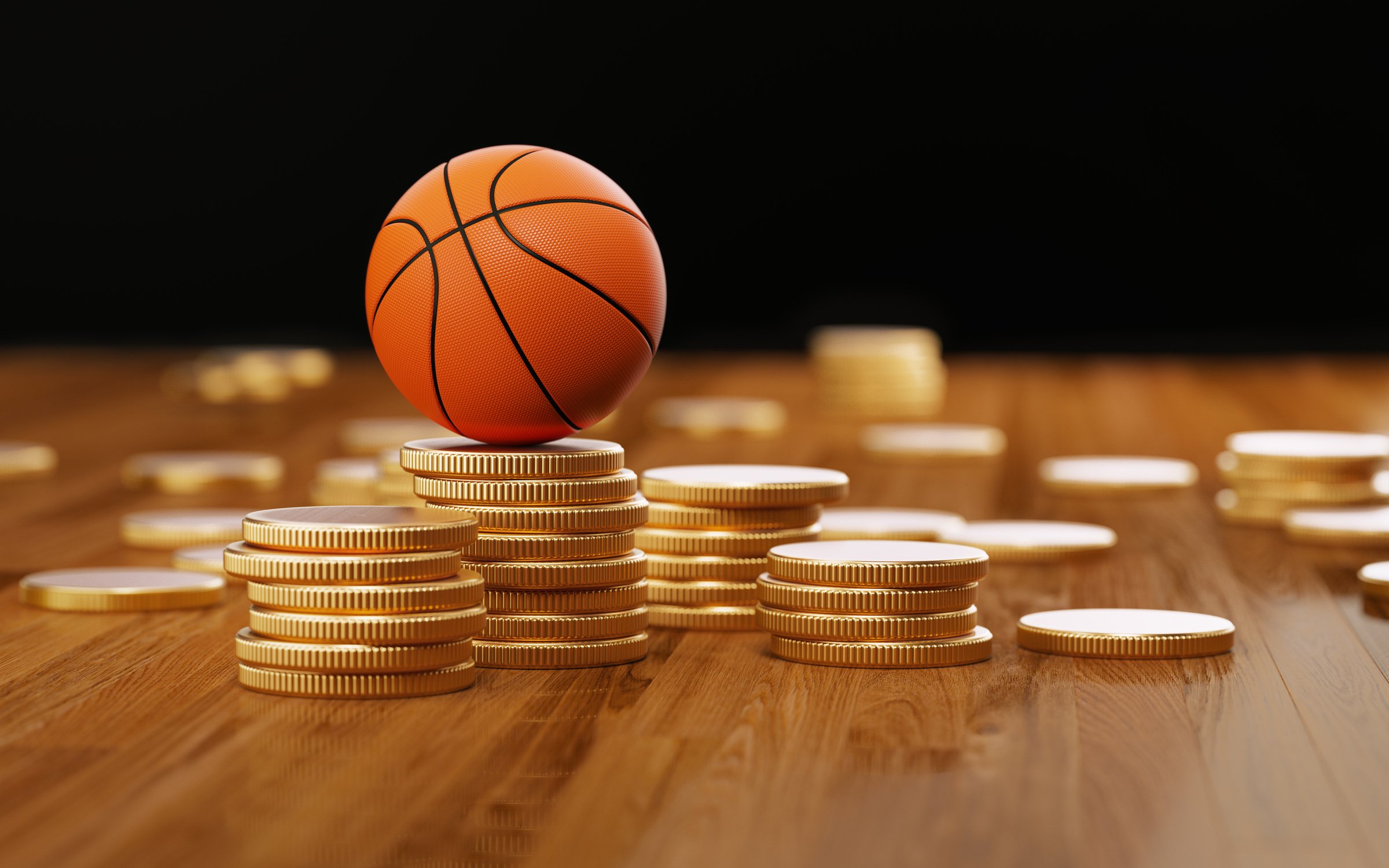 Money Gambling And Sports Betting Concept For Basketball